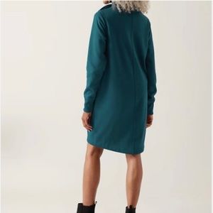 Athleta Cozy Karma Mock Neck Dress Dark Sardina Blue Sz S Petite